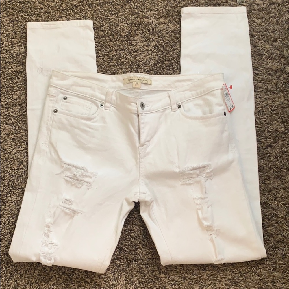 Forever 21 white ripped jeans